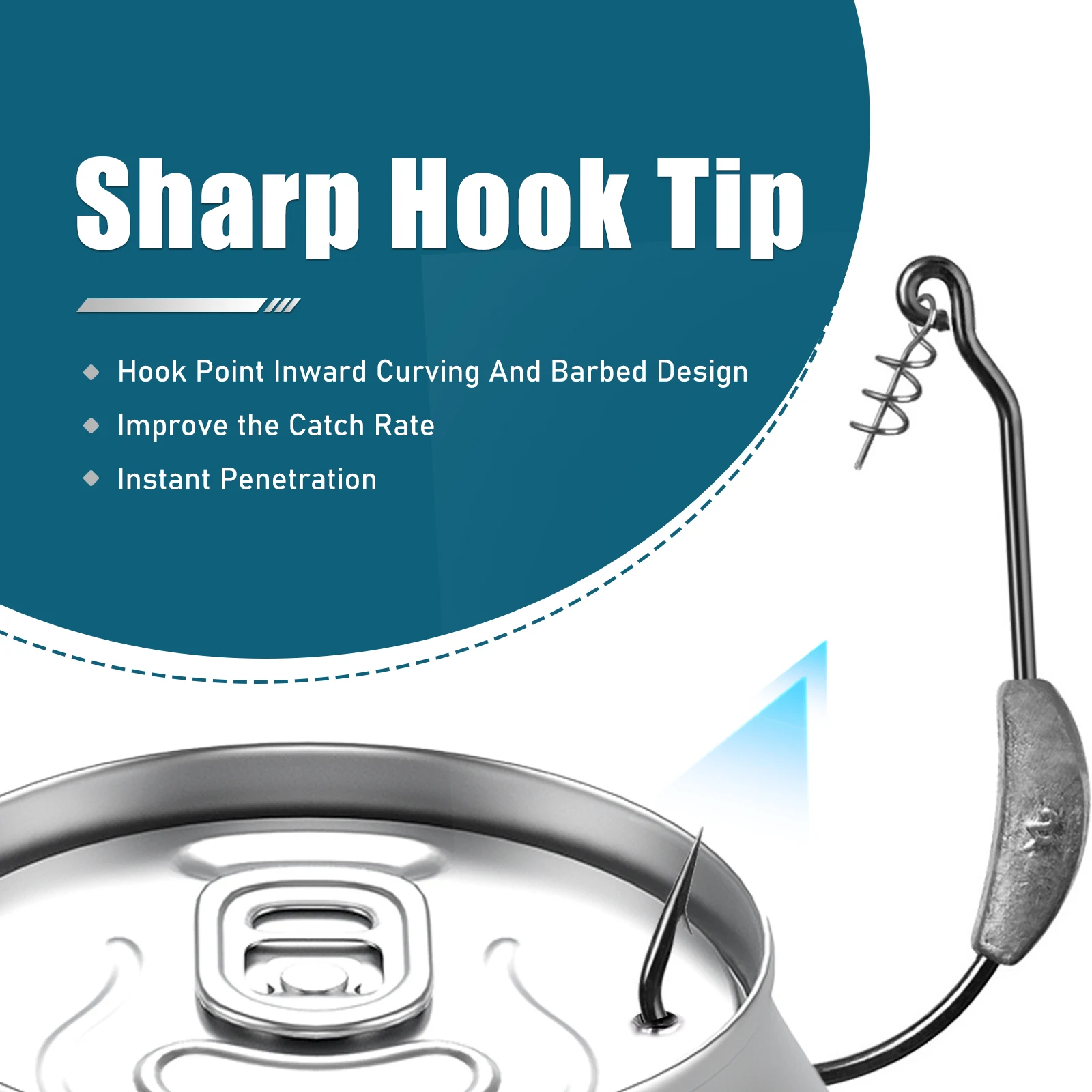 5-10 Stück EWG Gewichtete Swimbait-Haken mit Schraubverschluss 2g-9g, Weiche Kunststoff-Wurmhaken für Barsch, Salzwasser und Süßwasser – Detail 3