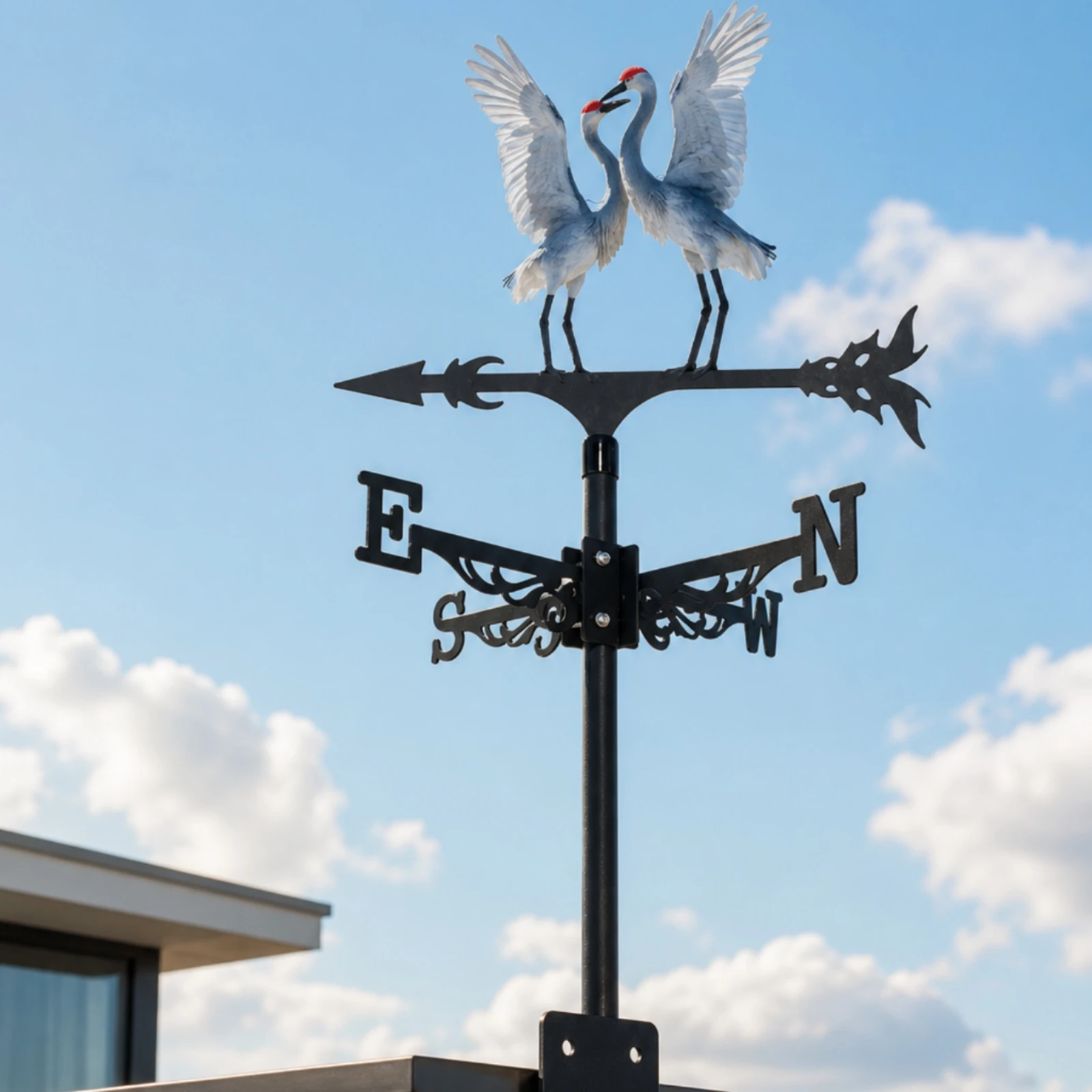 Weather Vane with Mounting Pole Metal Roof Weather Vane Mount Vintage-Inspired Hardware Heavy Duty for Homeowners, Garden, Fence