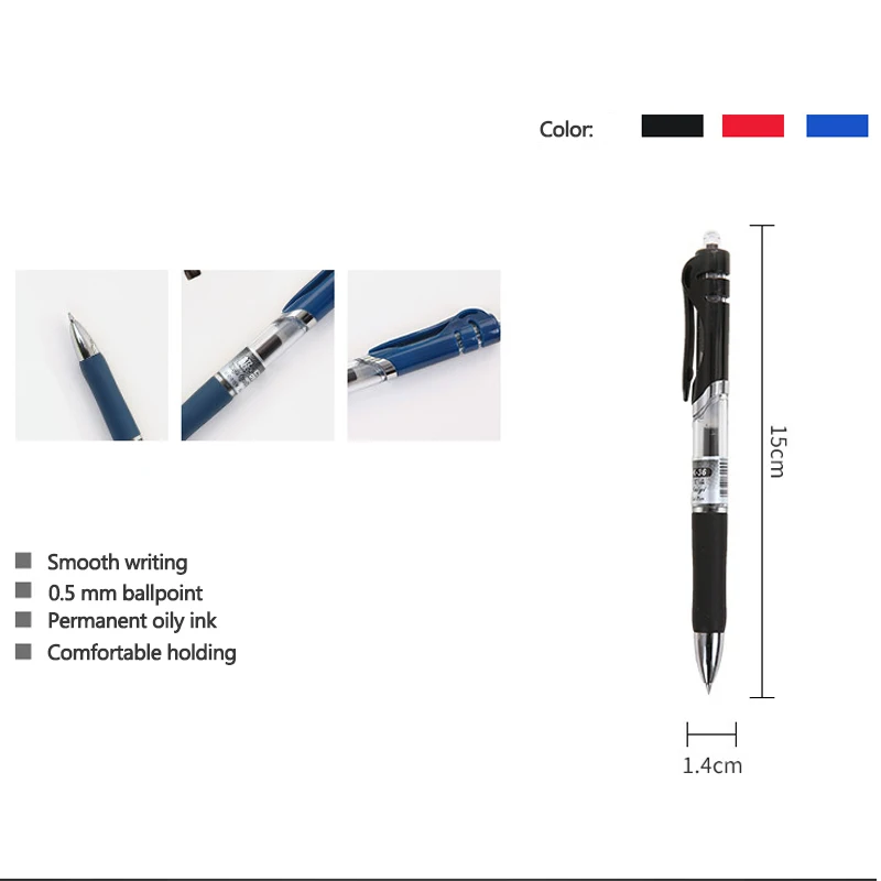 2 pens + 10 refills! Large Capacity 0.5mm Retractable Gel Pen Set Black/red/blue Ink Writing Office  School  Supplies Stationery image 3