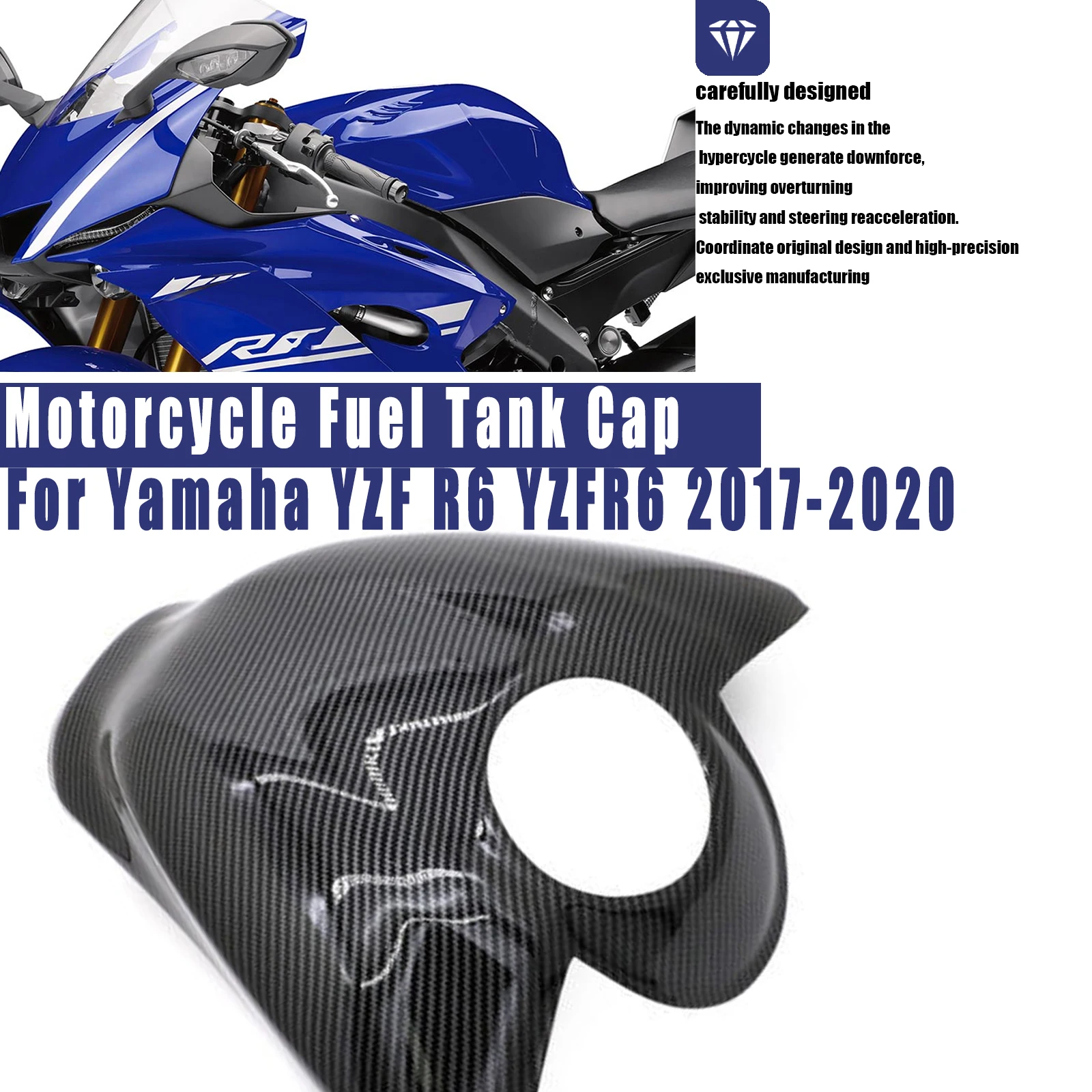 Motorcycle Accessories For Yamaha  YZF R6 YZFR6 2017-2020 Fuel Tank Cap Protection Cover Fuel Vapor Cover High-Quality ABS