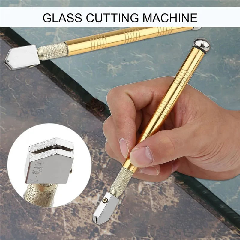 Diamond Glass Cutter Professional Portable Wheel Blade Antislip Metal Handle 175mm For DIY Tile Mirror Craft Cutting Hand Tools