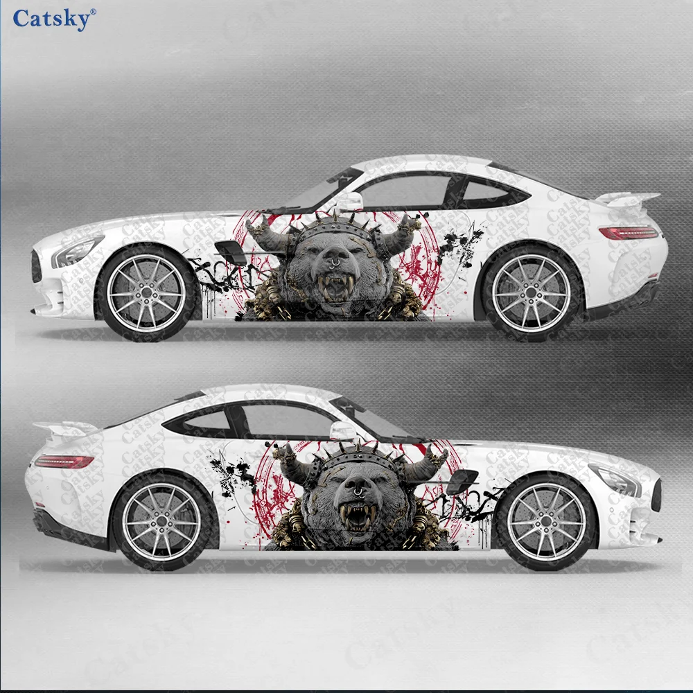 

2 шт. наклеек на боковые части автомобиля в виде головы медведя, самоклеящиеся, из ПВХ, водонепроницаемые и устойчивые к царапинам, аксессуар для автомобиля, подарок.