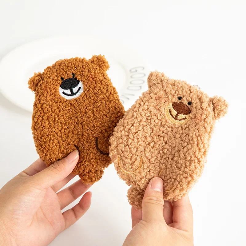 Cute Bear Plush Cartoon Change Wallet Popular Girl Heart Mini Earphone Bag Coin Purse Gift Lipstick Sweet Storage Bag