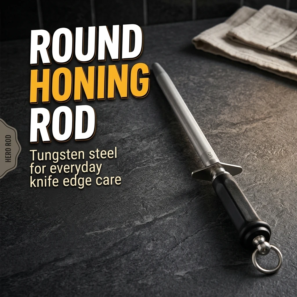 TUPI Honing Rod Professional Chef Knife Sharpening Rod With Comfort Handle Premium High Quality Steel Tool For Kitchen Knives