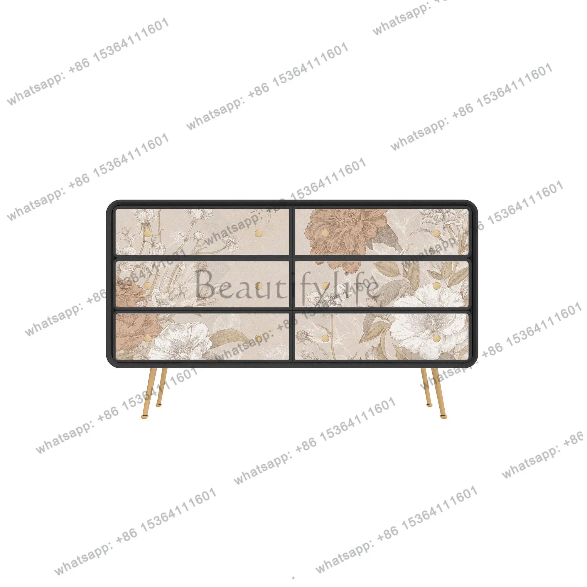 French Italian light luxury solid wood living room against the wall entrance locker