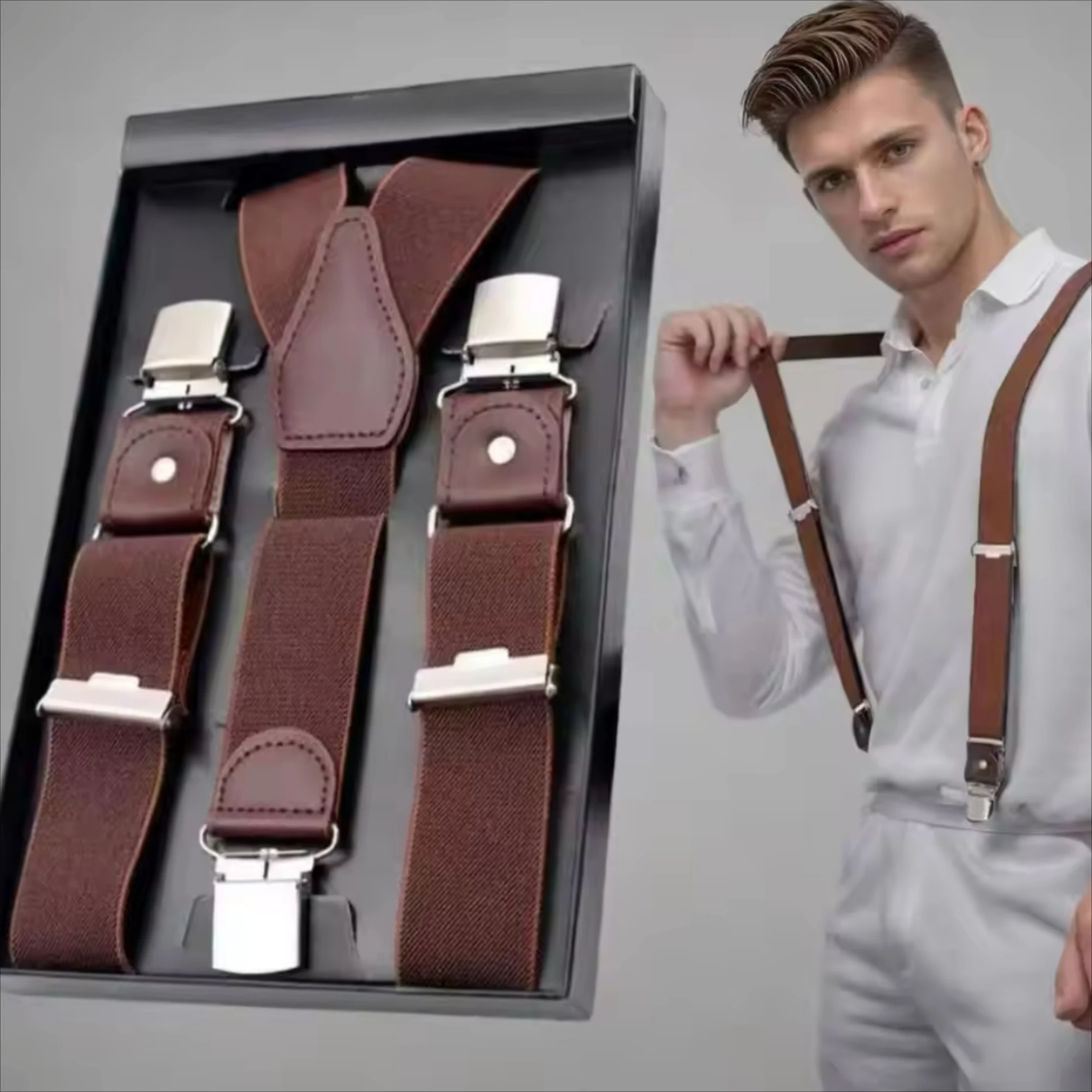 Adult Suspenders Heavy Duty 3.5CM Retro Y-shaped 3 Strong Clips Men's Braces Business Wedding Accessories Gifts of Family Dad