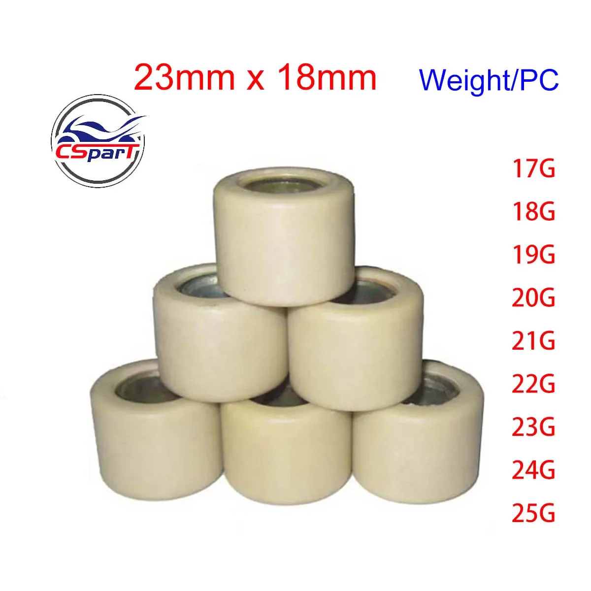 23x18 Variator Roller Weight Slider 17G ~ 25G For CFMOTO Dink 250 CN250 Burgman 250CC  XMAX G-DINK FORZA XCITING KYMCO