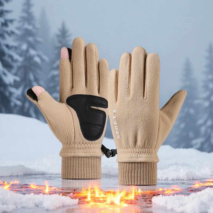 

Зимние лыжные теплые перчатки для мужчин, уличные велосипедные водонепроницаемые нескользящие утолщенные женские пары с сенсорным экраном из овечьего флиса