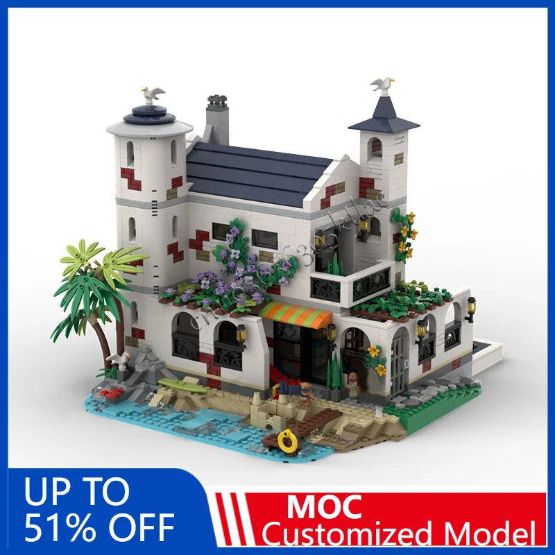 1997 قطعة منزل شارع الشاطئ منزل MOC تخصيص وحدات بنة الطوب شعبية الاطفال نموذج تصميم لتقوم بها بنفسك تجميع لعبة هدية