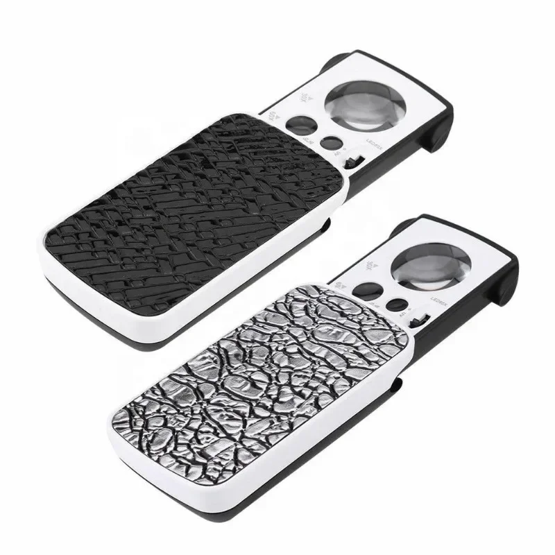 LED Lighted Eye Loupe With UV Light For Jewelry, Diamonds, Gems, Coins, Stamps, Rocks - Slide - Out Jewelry Loupe Magn 30X 60X 9