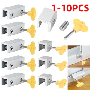 Liga de alumínio Janela Stopper, Anti-Theft Lock, porta deslizante, bebê, crianças, segurança infantil, 10-1pcs 8 principais vendas fechadura porta deslizar - №5