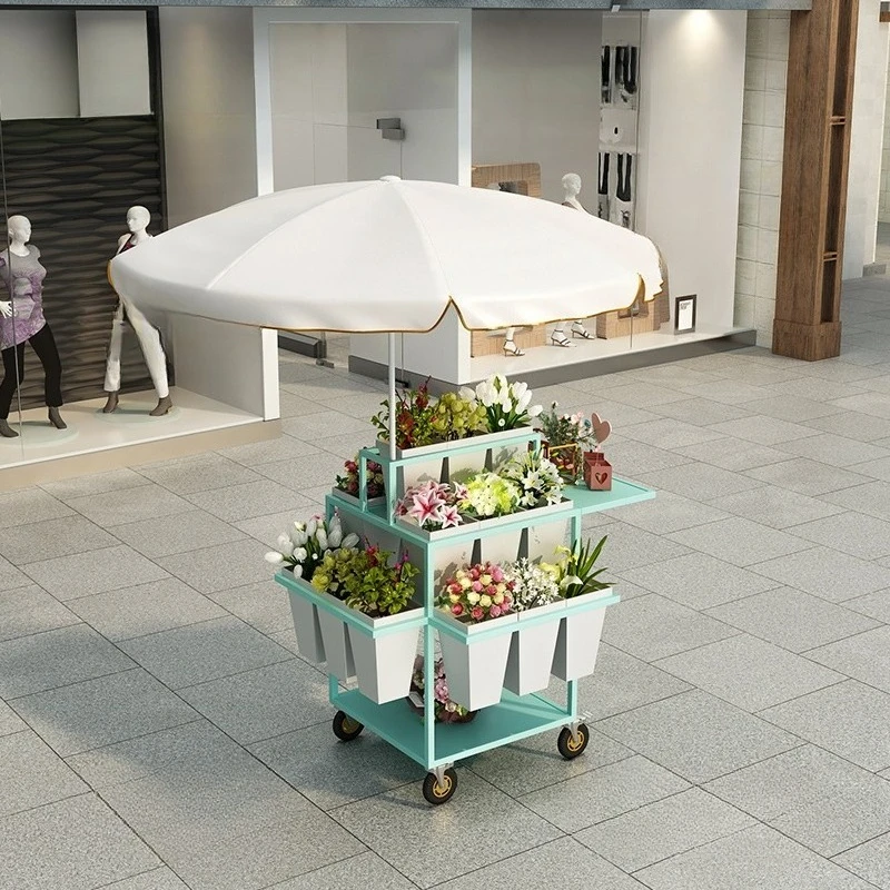 

Cart Night Market Outdoor Florist Supplies Bouquet Folding Multi-layer Sale Bucket