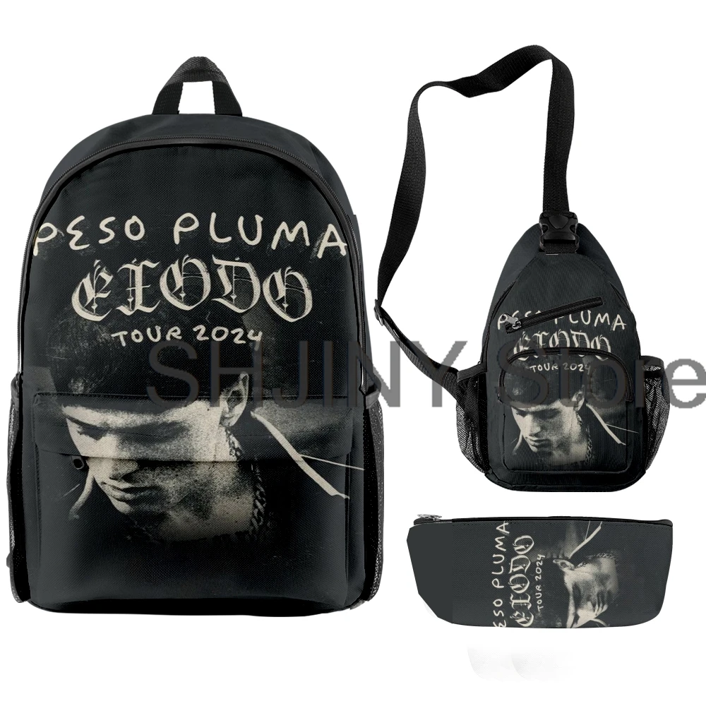 Peso Pluma Exodo Merch Backpack 3 Piece Set Rucksack Crossbody Bag Women Men Daypack Exodo Tour 2024 Hip Hop Travel Bag