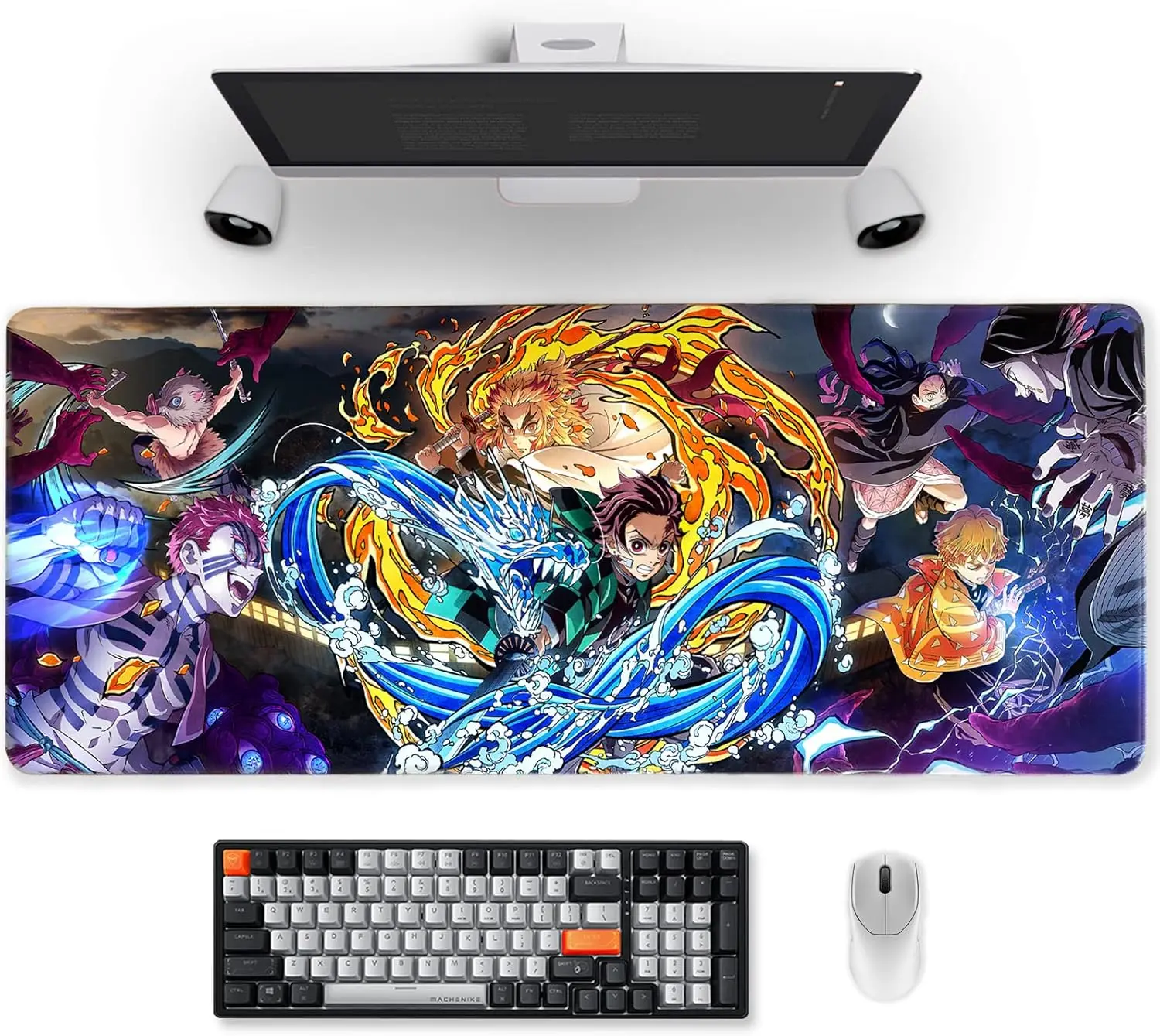 

Large Gaming Anime Mouse Pad Demon Slayer Large Desk Pad Computer Non Slip Rubber Base Kimetsu No Yaiba Home Office Mouse Mat