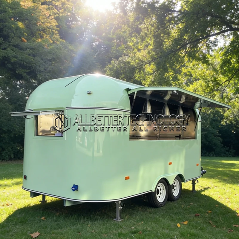 Allbetter New Type Mobile Kitchen Food Trailer Burger Fries Coffee Machine Stainless Steel Concession Trailer CE
