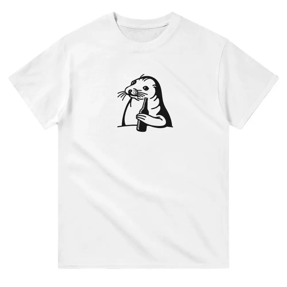 Seal Holding Beer T Shirt Animal Lover Funny S For Him Her