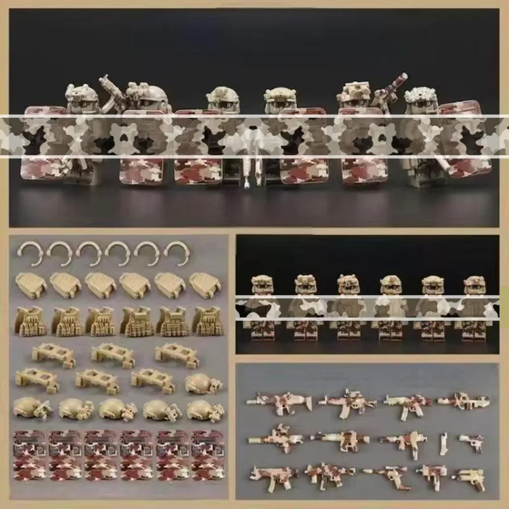 Ensemble de construction de mini figurines de l'équipe d'aventure, 24 pièces, jouets de figurines camouflage avec équipement et équipement, cadeau de jeu de rôle pour garçons de 8 à 12 ans