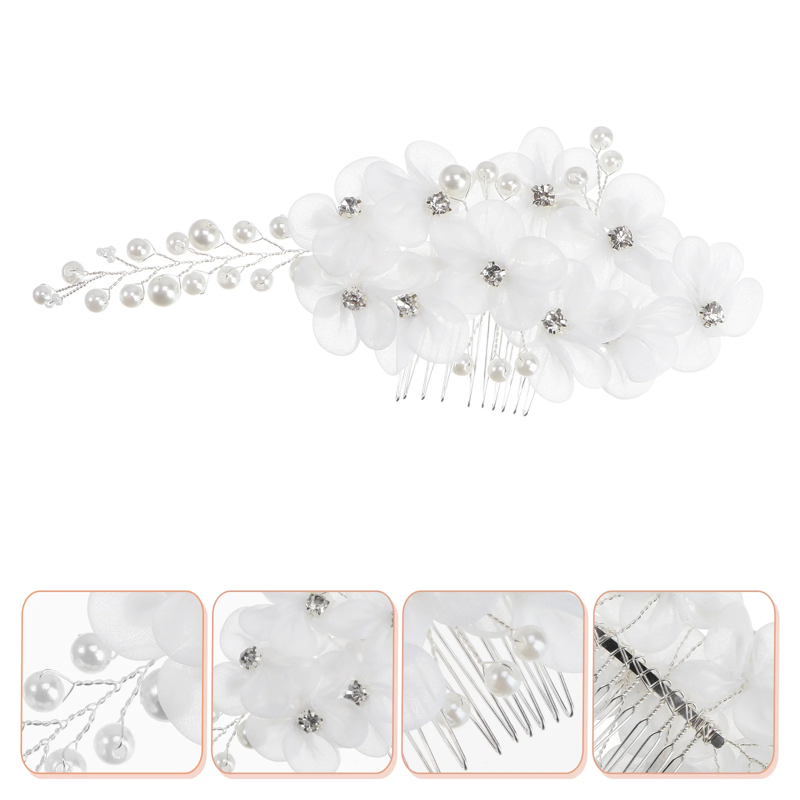 

Bridal Hairpin Pearl Hair Accessories for Special Occasions Wedding Comb Rhinestone Flower Hairclip Elegant Women Hair
