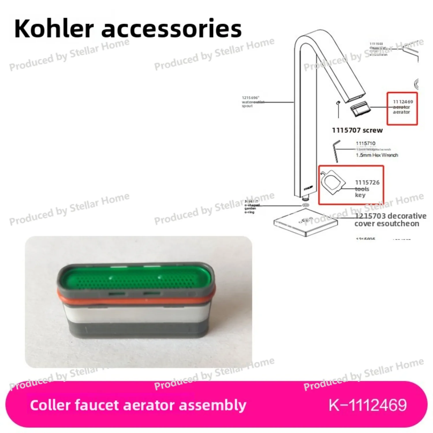 Faucet Aerator Compatible with Kohler Faucet Parts 1112469 1113689 Faucet Aerator 14661