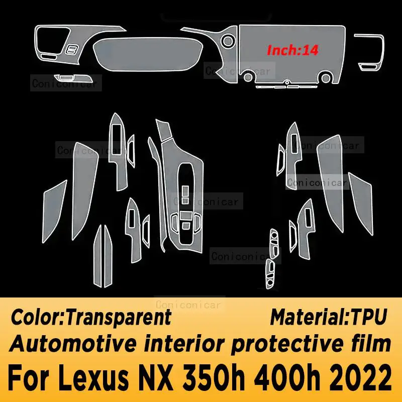 For Lexus NX 350h 400h 2022 Gearbox Panel Navigation Screen Automotive Interior TPU Protective Film Cover Anti-Scratch Sticker