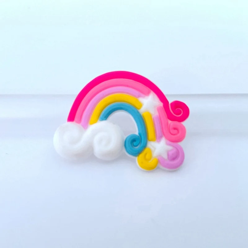 30Pcs Lovely Rainbow Flat Back Resin Accessories for Jewelry Making DIY Phone Shell Crafts Ornament