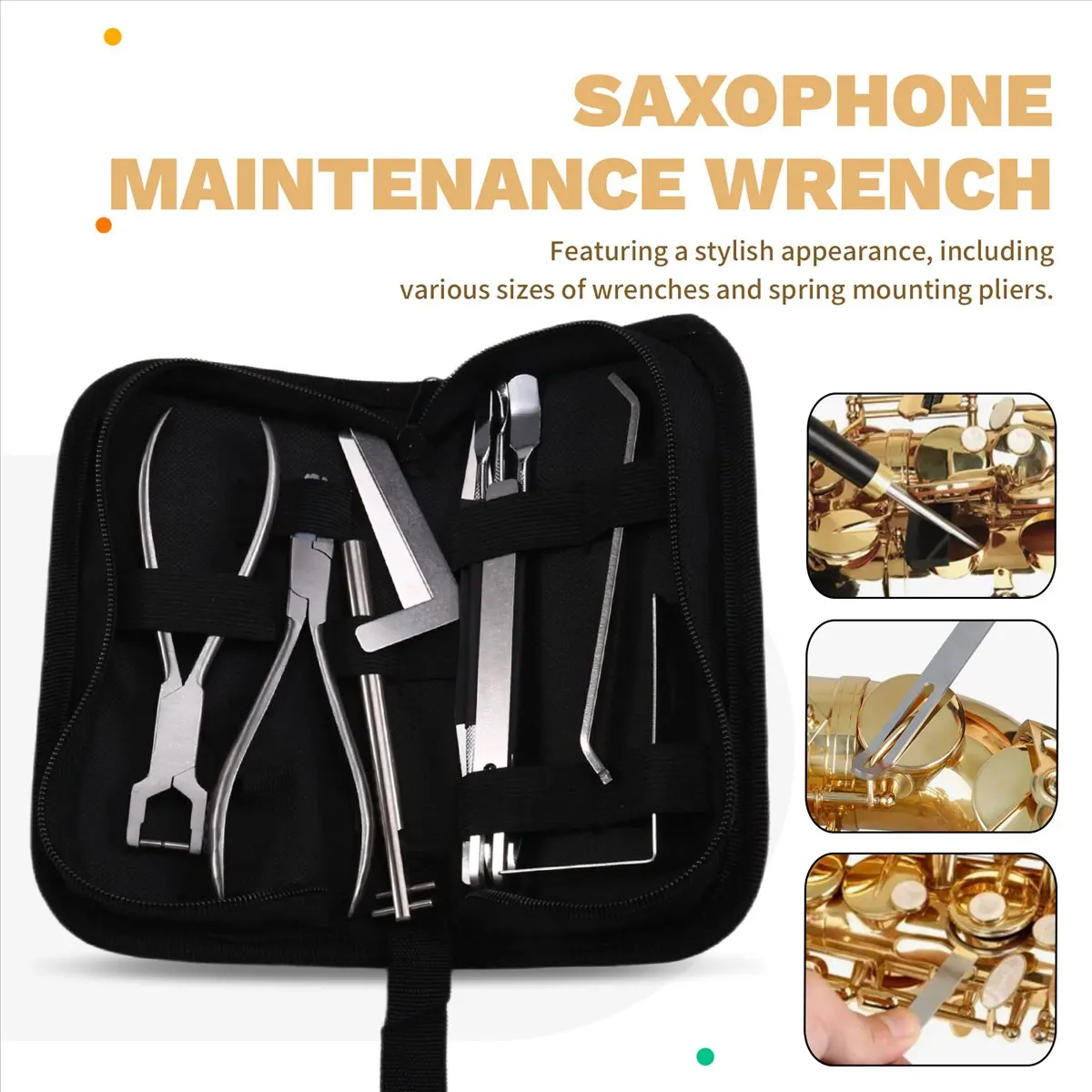 

Y686A Горячий многофункциональный инструмент для ремонта саксофона, ключ для обслуживания саксофона и пружинные плоскогубцы, набор для ремонта инструментов для деревянных духовых инструментов