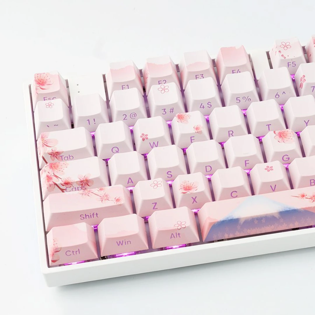 

127 Keys Pink Keycaps Side Engraved Translucent Cherry ProfileThermal Sublimation MX Switch Gaming Mechanical Keyboard Keycaps