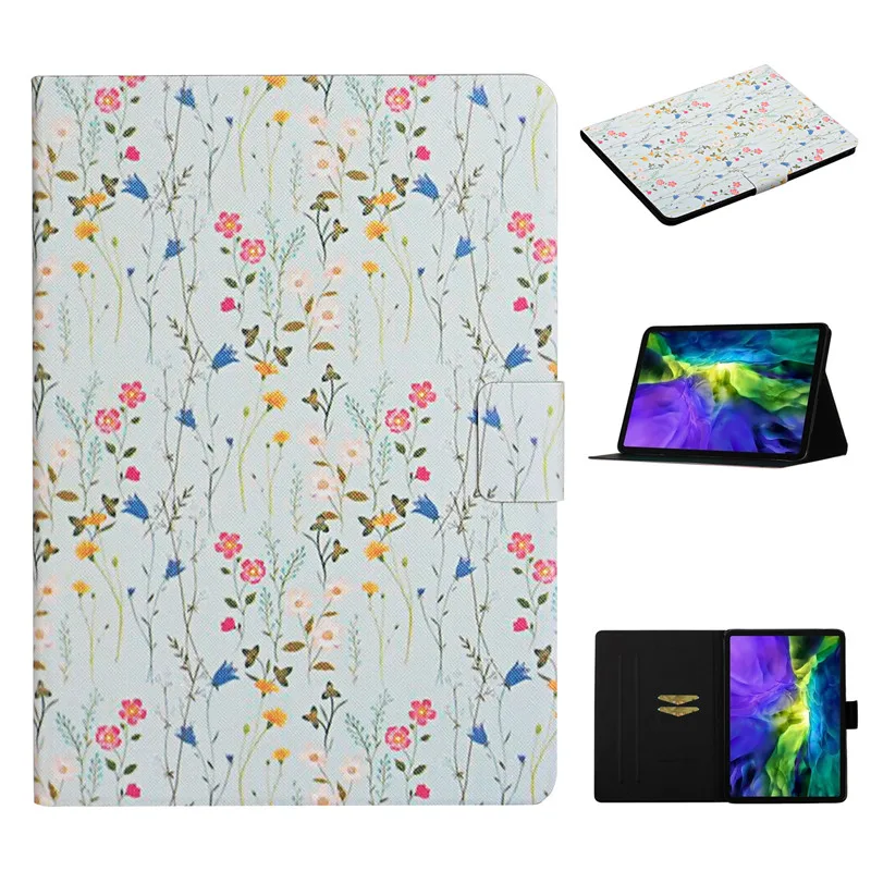 For iPad Pro 11 Case 2018 Flower Painted Wallet Stand Tablet Cover For Funda iPad Pro 11 2020 Case For iPad Pro 2020 11inch+Gift