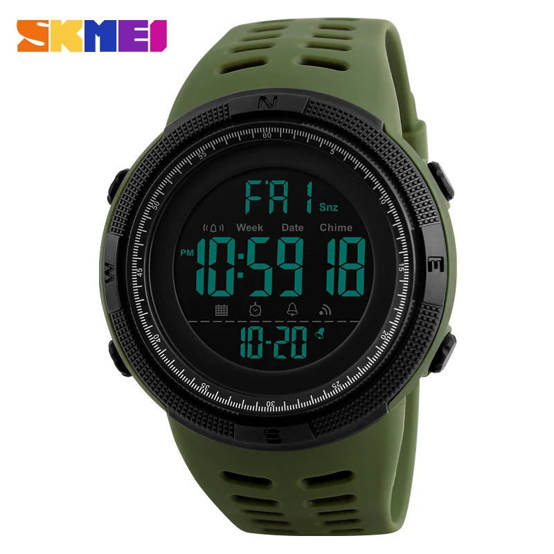 SKMEI 1251 Fashion Men's Electronic Watch Luminous Alarm Clock Countdown Sports Student Wristwatch Multifunction Digital Watches
