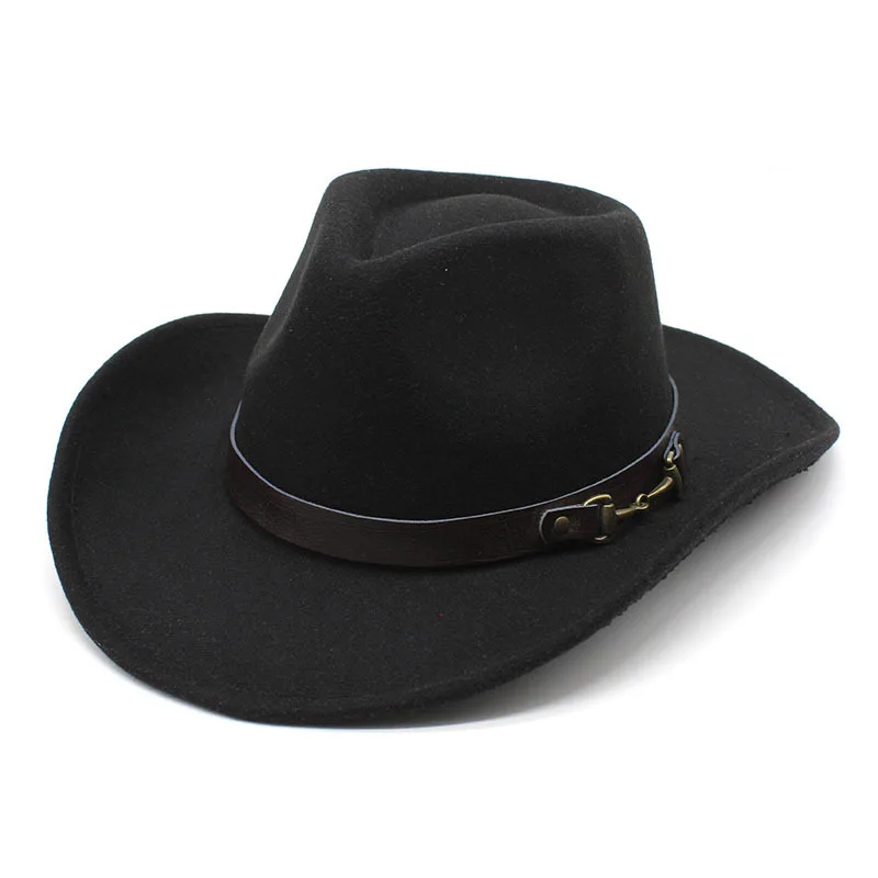 Western Cowboy Hat Woolen Felt Shaping Cowboy Hat Boys And Girls Brim Hat Outdoor Travel Horse Riding Hat