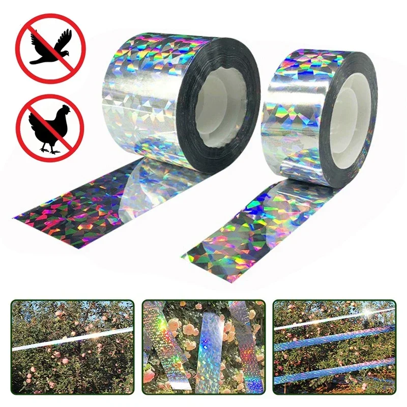 50-80m Roll Anti Bird Repellent Flashing Reflective Tape Fox Pigeons Scare Ribbon Device Double-sided Bird Repeller Pest Control