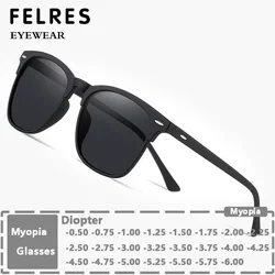 Square Frame Tinted Myopia Nearsighted Glasses For Men Prescription Glasses Outdoor Fashion Driving Sunglasses -1.25 FELRES