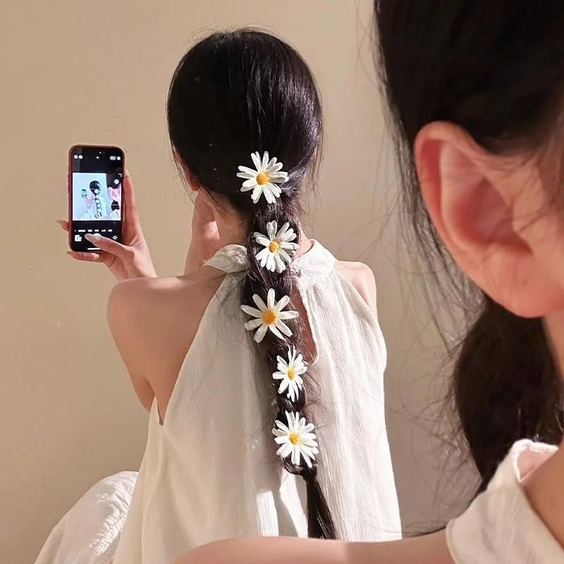 Hair Clip White Daisy Sunflower Ethereal Side Flower for Women Beach Vacation Photography Lightweight Premium Quality Resin