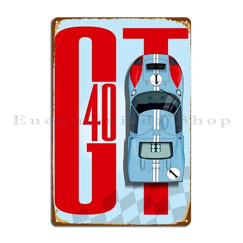 Gt40 Ken Miles Top Tribute Metal Sign Bar Wall Decor Funny Character Cinema Tin Sign Poster