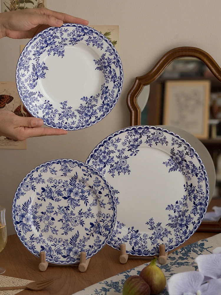 

Vintage blue and white ceramic tableware, dish, dishes, plates, household fruit, breakfast plates, dessert plates