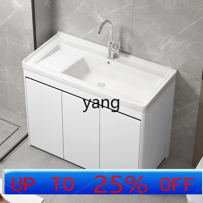 LTT thickened aluminum honeycomb cabinet ceramic laundry basin with rubbing board balcony laundry pool floor