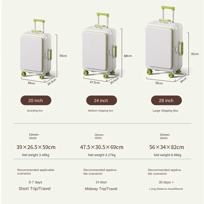 20/24/28 بوصة حقيبة سعة كبيرة 1:9 الجانب افتتاح الأمتعة توسيع حقيبة سفر متعددة الوظائف طالب حقيبة تروللي بعجلات #6