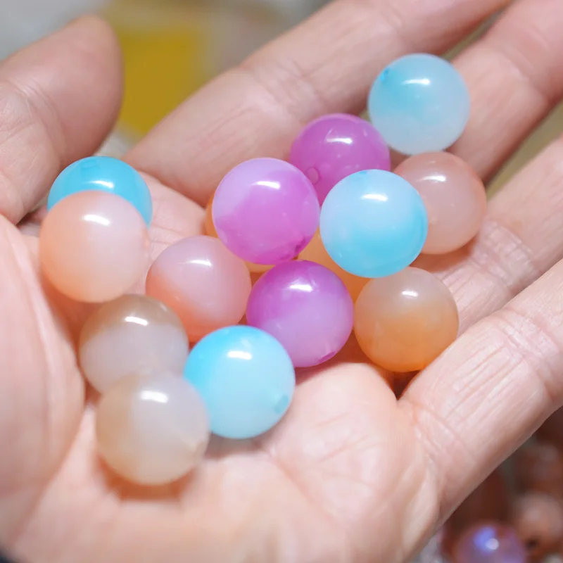 6-20mm color gradient jelly effect non-transparent white round beads loosely spaced round beads jewelry making