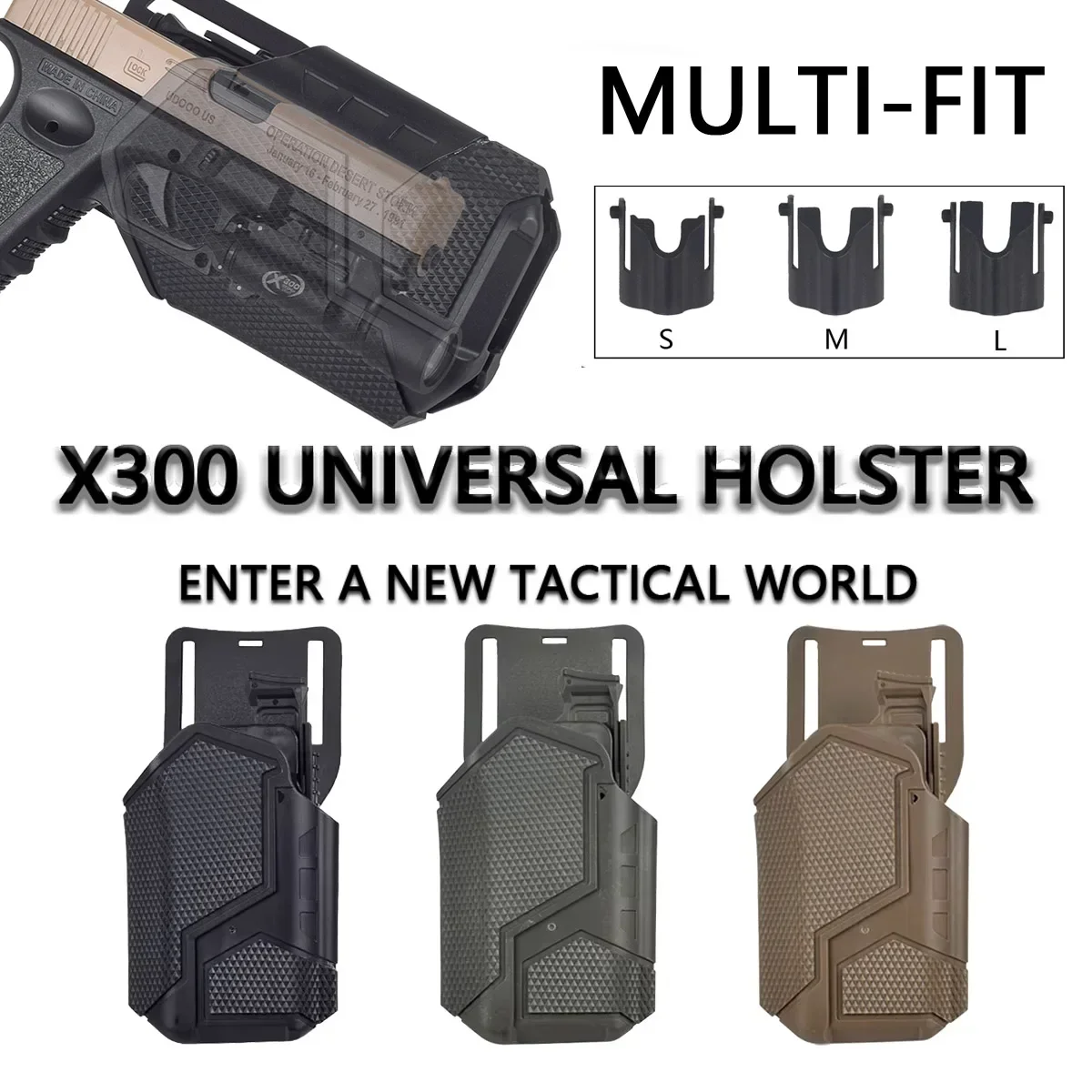 

Tactical Surefire X300 Light Right Hand Pistol Holster for Airsoft Glock 17 19 P226 P320 QLS System Belt Holster