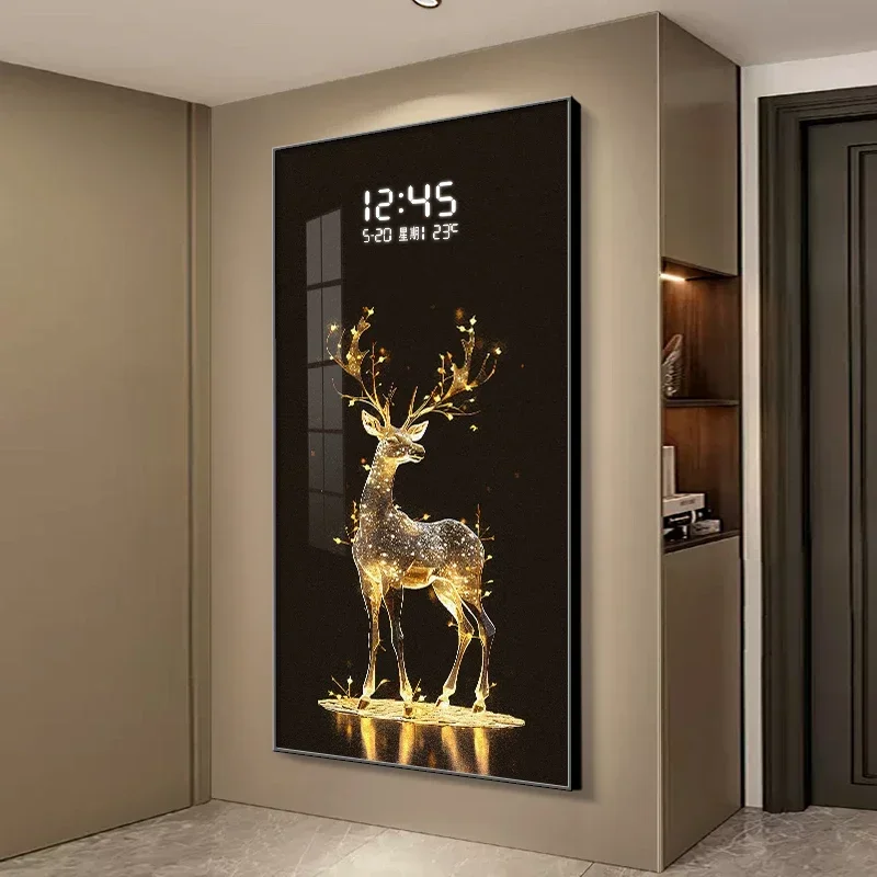 Living Room Office Wall clock Light Temperature Date Bathroom Bedroom Luxury Large clock Wall Interior painting home Decor