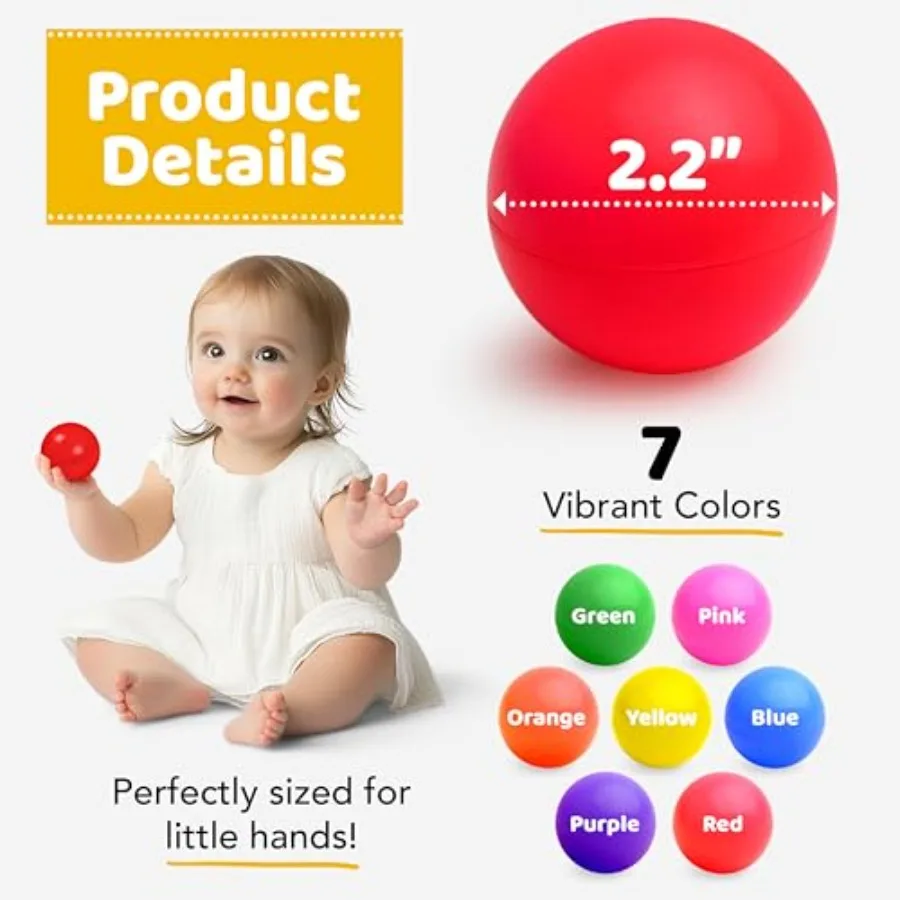 200 boules pour tout-petits avec sac de rangement, 7 couleurs vives, anti-écrasement, grands jouets de jeu pour tentes, piscines et fêtes
