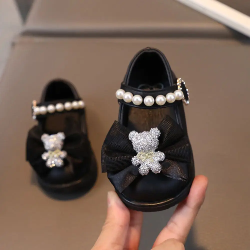 

Princess Theme Square Mouth Shoes Bow Design Leather Material Toddler Shoes New Style Dance Shoes Cartoon Bow Shoes Toddler Age