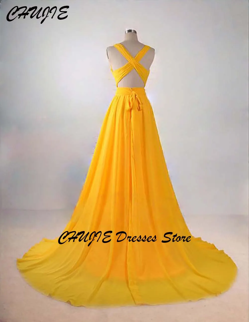 Robe de bal trapèze en mousseline de soie Orange, col en V, plissée, longueur au sol, robe de soirée formelle, personnalisée, 2025