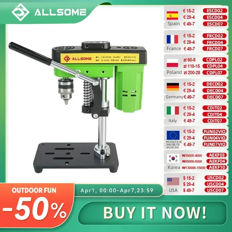 Mini Benchtop Drill Press 775 Motor with Work Light B10 Chuck Bench Drilling Machine for Woodworking Jewelry & Crafts