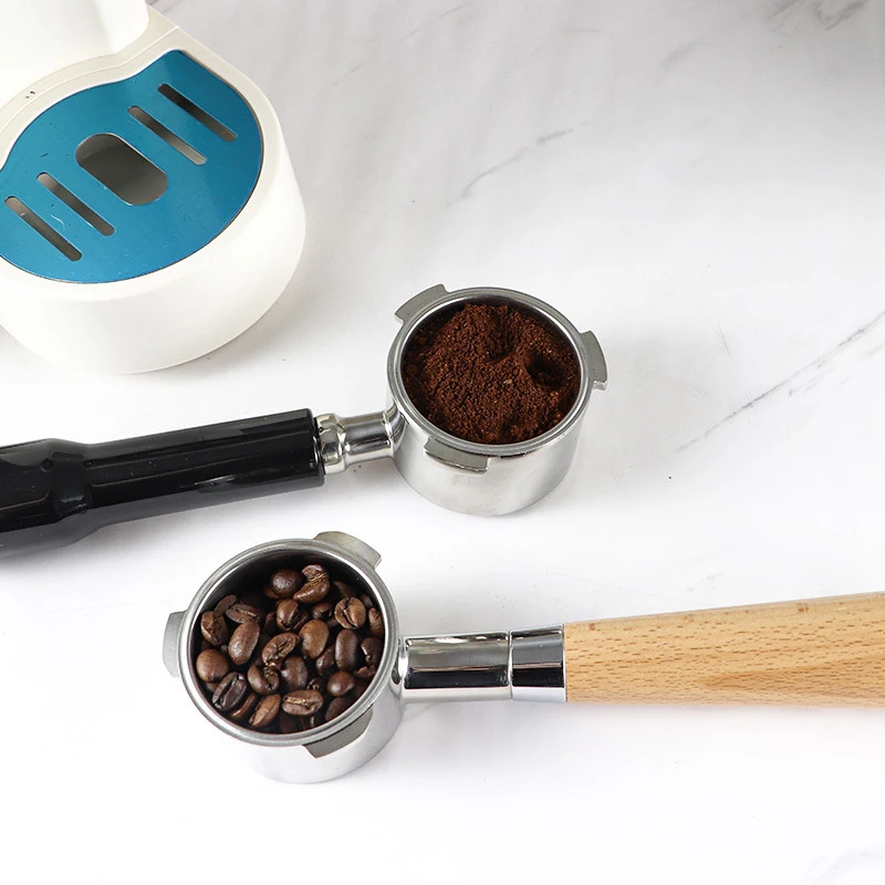 51mm Solid Beech Wood Handle Coffee Bottomless Portafilter For Replacement Filter Basket Barista Accessories Brown/Black/Beige view 2
