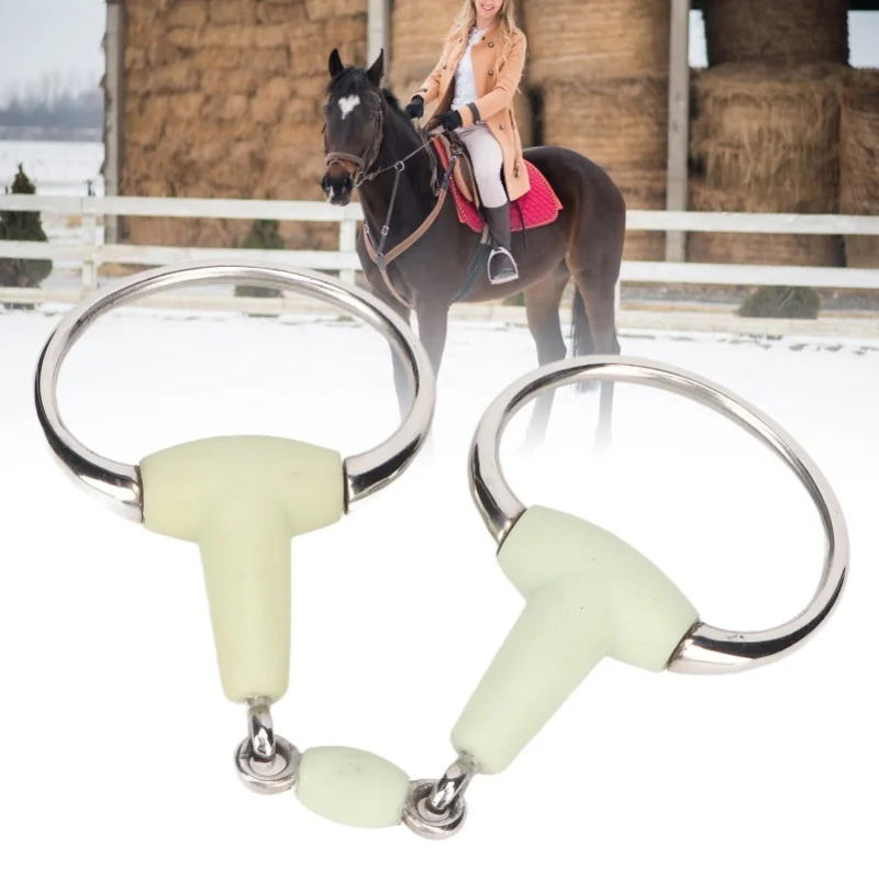 Stainless Steel Horse Bit Apple Flavor Rubber Wrapped Horse Mouth Snaffle Bit For Hours Training Racing