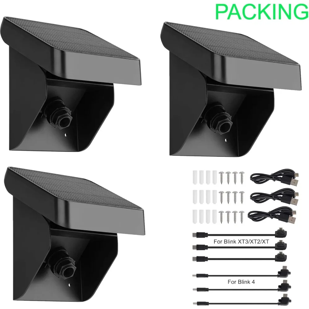 3パックソーラーパネル充電マウント、屋外4 (第4世代)/Blink屋外(第3世代) XT3/XT2/XTカメラと互換性あり、耐候性