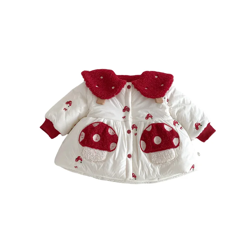 ملابس الفتيات السنة الغربية الجديدة 2025 شتاء جديد فستان سنة واحدة ملابس عيد ميلاد الطفل القطن الفطر سترة قطن #5