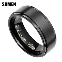 Somen 8mm Men Black Brushed Titanium Ring With \