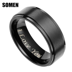 Somen 8mm Men Black Brushed Titanium Ring With